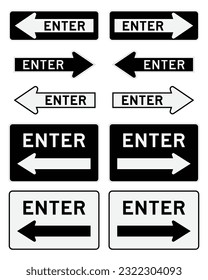 Enter Left And Right Traffic Signs. Vector And Illustrations.