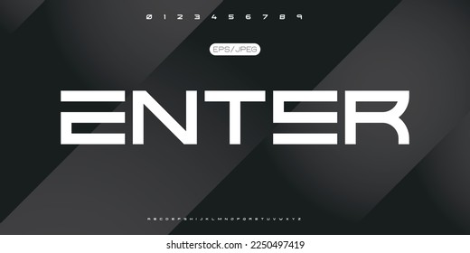 ENTER Modern abstract digital tech font. Logo creative font, type, technology, movie, digital, music, movie. Fonts and illustration in vector format.