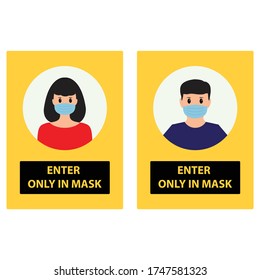 	
enter only in mask banner coronavirus, covid, quarantine, icon	
