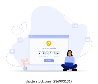 Enter otp concept illustration. Suitable for web landing page, ui, mobile app, editorial design, flyer, banner, and other related occasion.