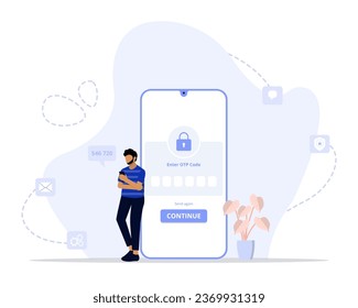 Enter otp concept illustration. Suitable for web landing page, ui, mobile app, editorial design, flyer, banner, and other related occasion.