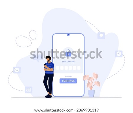 Enter otp concept illustration. Suitable for web landing page, ui, mobile app, editorial design, flyer, banner, and other related occasion.