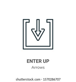 Enter up outline vector icon. Thin line black enter up icon, flat vector simple element illustration from editable arrows concept isolated on white background