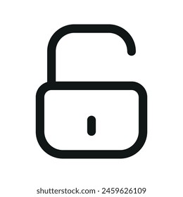Ingrese el ícono de Contraseña aislada, desbloquee el ícono lineal, abra el ícono de Vector de contorno de bloqueo con trazo editable