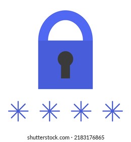 Enter the password. Padlock, an abstract image of pin protection. Flat style. Vector illustration