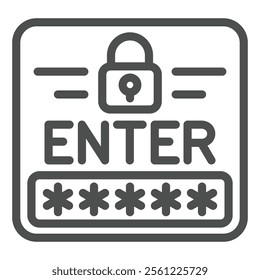 Enter password to unlock line icon, data protection concept. Vector graphics. Locked screen window sign on white background, outline style icon for mobile or web design