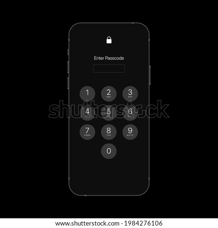 Enter Password. Unlock Screen Interface. Enters the PIN-code on the numeric keypad. Vector illustration