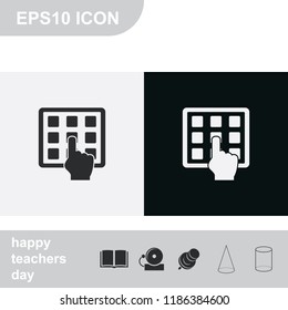Enter pin code flat black and white vector icon.