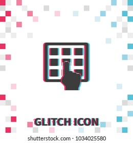 Enter pin code  glitch effect vector icon.