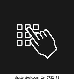 Insira o ícone de código PIN pressionando o botão com a mão no teclado para segurança ATM, autenticação de senha e acesso ao dispositivo