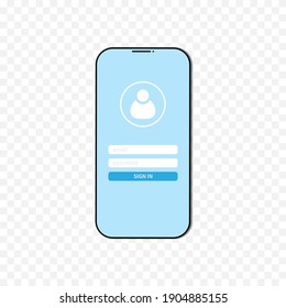 Enter the screen. Mobile user interface design concept. Login to the application with a password form window