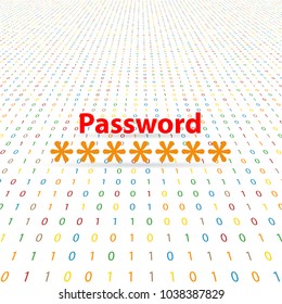Enter a secret security password on a digital background. Vector illustration.