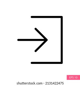 Introduzca, inicie sesión o inicie sesión en icono de vector de signo en el diseño de estilo de línea para el diseño de sitios web, aplicación, interfaz de usuario, aislado en fondo blanco. Trazo editable. Ilustración vectorial EPS 10.