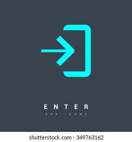 Enter Sign Isolated Minimal Icon. Door Line Vector Icon For Websites And Mobile Minimalistic Flat Design. 