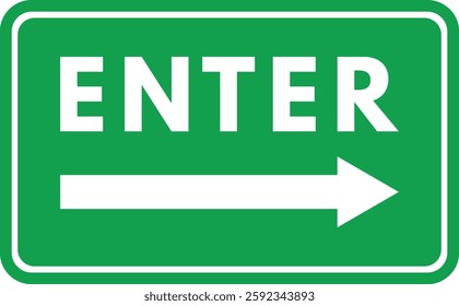 Enter sign with right arrow icon . Green enter sign with arrow . Vector illustration