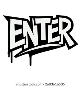 enter urban graffiti tag black street art drawing vector illustration template design