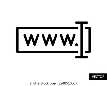 Enter URL, Type website name vector icon in line style design for website, app, UI, isolated on white background. Editable stroke. EPS 10 vector illustration.