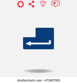 Enter vector icon on grey background.