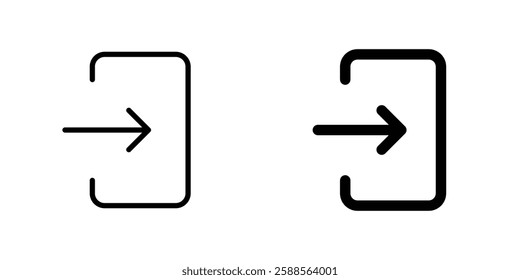 Enter vectors icons set in filled and strokes on white background
