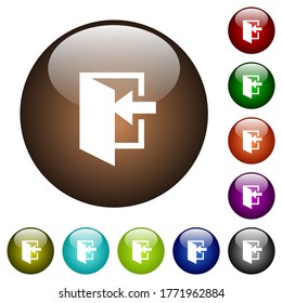 Enter white icons on round glass buttons in multiple colors