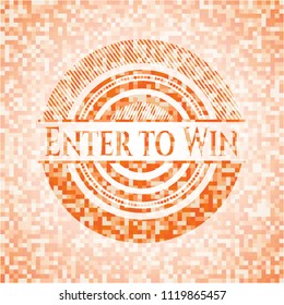 Enter to Win abstract orange mosaic emblem with background