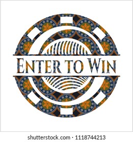 Enter to Win arabic style emblem. Arabesque decoration.
