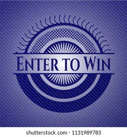 Enter to Win badge with denim background