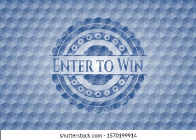 Enter to Win blue badge with geometric pattern background. Vector Illustration. Detailed.