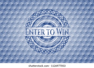 Enter to Win blue polygonal badge.
