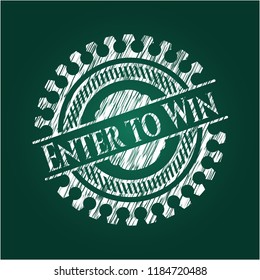 Enter to Win chalkboard emblem on black board