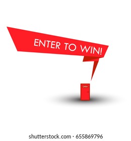 Enter to Win Contest Label Design. Vector illustration of bubble text from the door in sharp style.