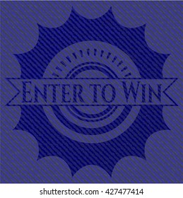 Introduzca para ganar emblema con textura de denim