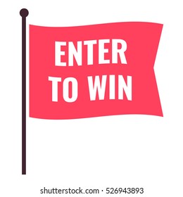 Enter to win. Flag icon, symbol. Flat vector illustration on white background.
