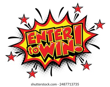 Enter to win. Flat red explosion sign, enter to win sign, enter to win push button. Vector icon on transparent background