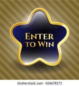 Enter to Win gold emblem or badge