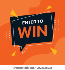 Enter to win orange vector template for promotion banner