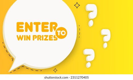 Entrar para ganar el banner de los premios. Burbuja de voz con Enter para ganar el texto de los premios. Concepto de negocio. 2.ª ilustración. Estilo de arte pop. Icono de línea de vector para negocios y publicidad.