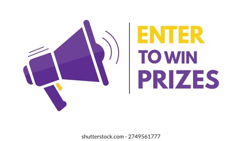 Enter to Win Prizes Concept with Megaphone and Colorful Celebration Elements