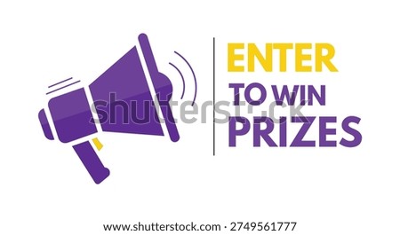 Enter to Win Prizes Concept with Megaphone and Colorful Celebration Elements
