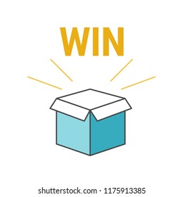 Enter to win prizes gift box. Cartoon origami style vector illustration.