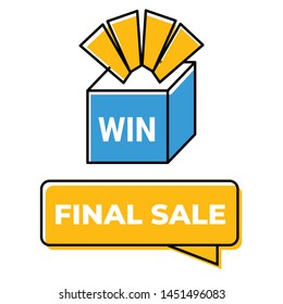 Enter to win prizes gift box. Cartoon origami style vector illustration.
