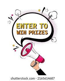 Enter to win prizes. Holiday pop style banner. Vector design banner. Win prize. Vector illustration