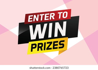 Enter to win prizes word concept vector illustration and 3d style for use landing page, template, ui, web, mobile app, poster, banner, flyer, background, gift card, coupon, wallpaper
