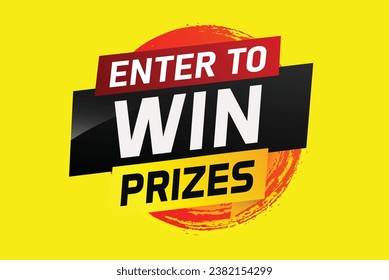 Enter to win prizes word concept vector illustration and 3d style for use landing page, template, ui, web, mobile app, poster, banner, flyer, background, gift card, coupon, wallpaper