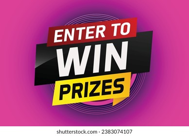 Enter to win prizes word concept vector illustration and 3d style for use landing page, template, ui, web, mobile app, poster, banner, flyer, background, gift card, coupon, wallpaper