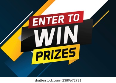 Enter to win prizes word concept vector illustration and 3d style for use landing page, template, ui, web, mobile app, poster, banner, flyer, background, gift card, coupon, wallpaper