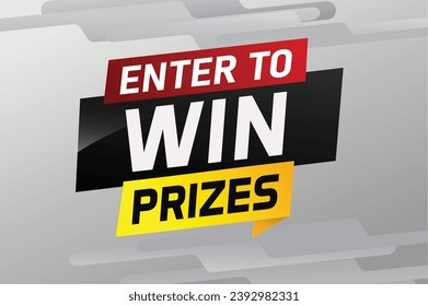 Enter to win prizes word concept vector illustration and 3d style for use landing page, template, ui, web, mobile app, poster, banner, flyer, background, gift card, coupon, wallpaper