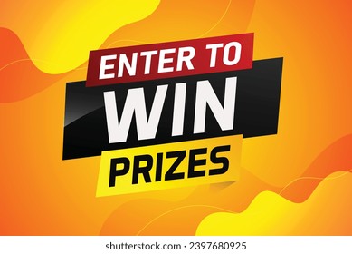 Enter to win prizes word concept vector illustration and 3d style for use landing page, template, ui, web, mobile app, poster, banner, flyer, background, gift card, coupon, wallpaper