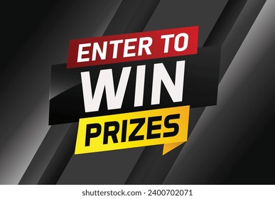 Enter to win prizes word concept vector illustration and 3d style for use landing page, template, ui, web, mobile app, poster, banner, flyer, background, gift card, coupon, wallpaper