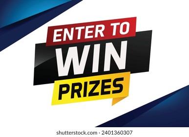 Enter to win prizes word concept vector illustration and 3d style for use landing page, template, ui, web, mobile app, poster, banner, flyer, background, gift card, coupon, wallpaper